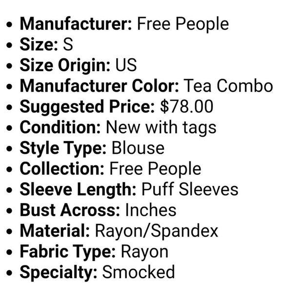 🎀Clearance🎀 NWT PEOPLE floral pullover Babydoll top Boho - Picture 4 of 4